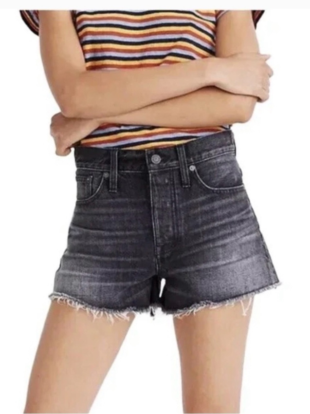 madewell relaxed denim shorts black